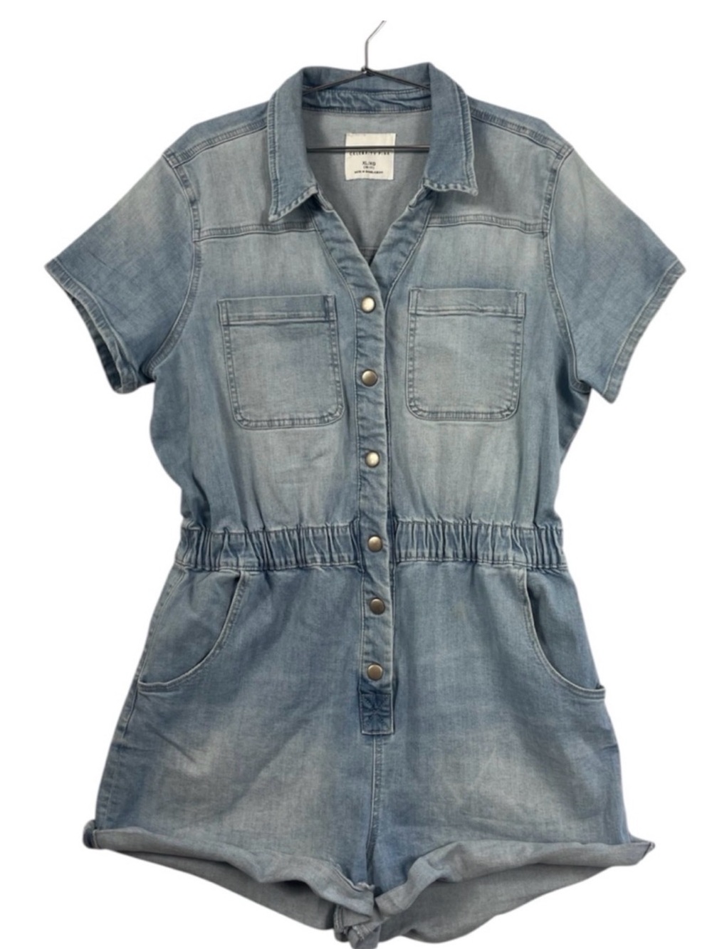 Celebrity Pink Light Blue Denim Short Sleeve Romper